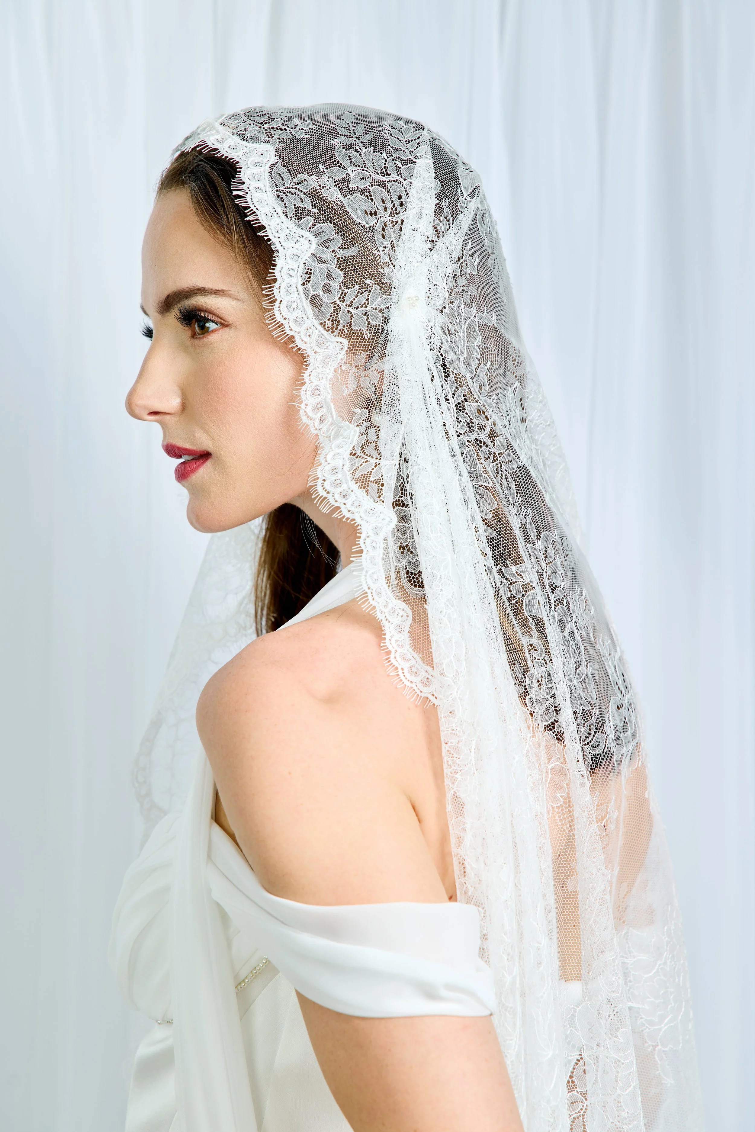 トップス rizotto Lace Veil Tops Juliette Chantilly French Lace Veil Handmade in NYC - NK Bride